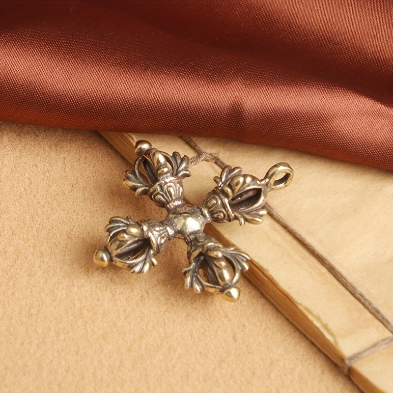 3pcs Vintage Brass Cross Vajra Pendant